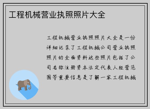 工程机械营业执照照片大全